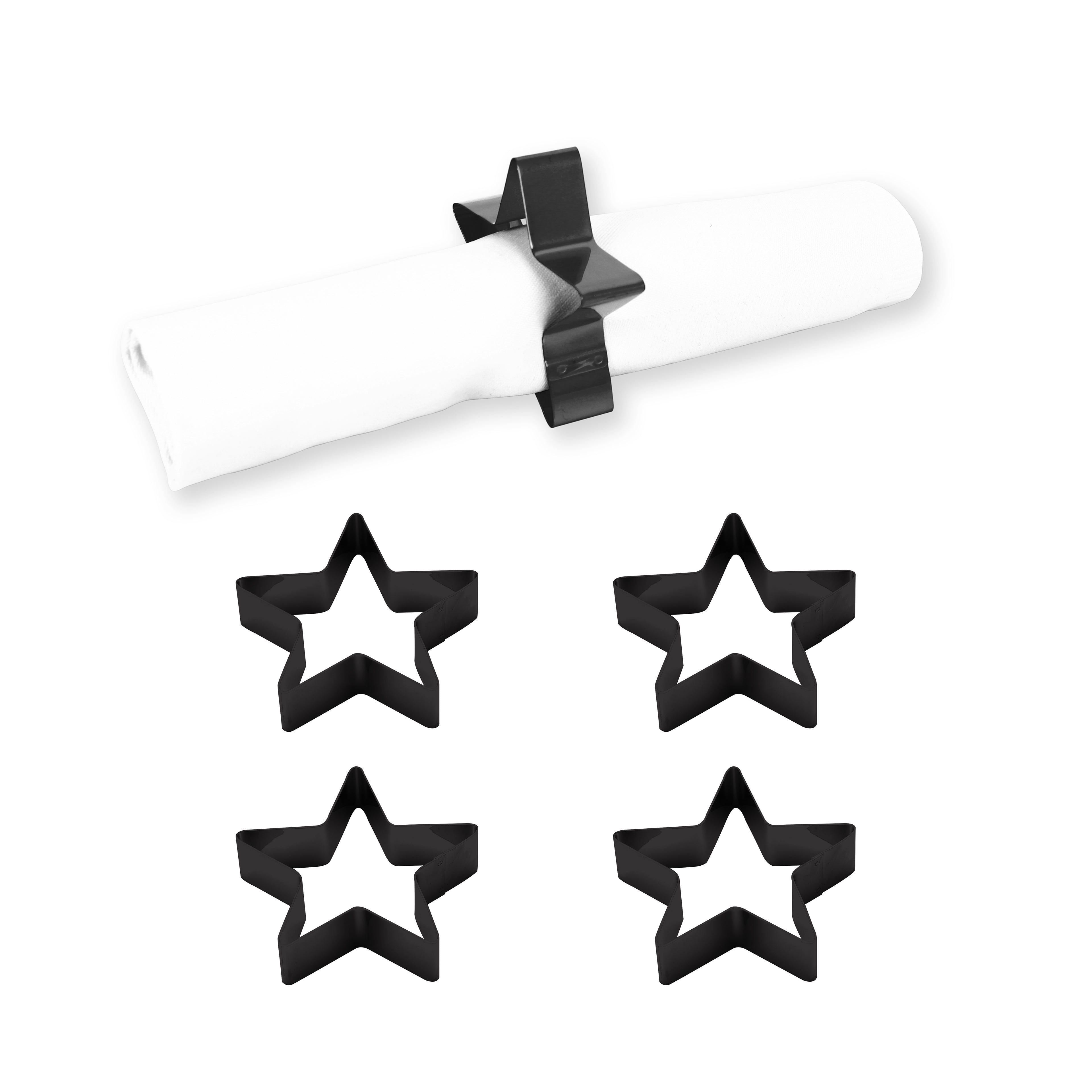 ECHTWERK Serviettenring-Set aus Edelstahl Schwarz