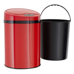 ECHTWERK Büro-/Bad-/Kosmetikabfalleimer INOX Red aus Edelstahl 9 Liter mit Sensor