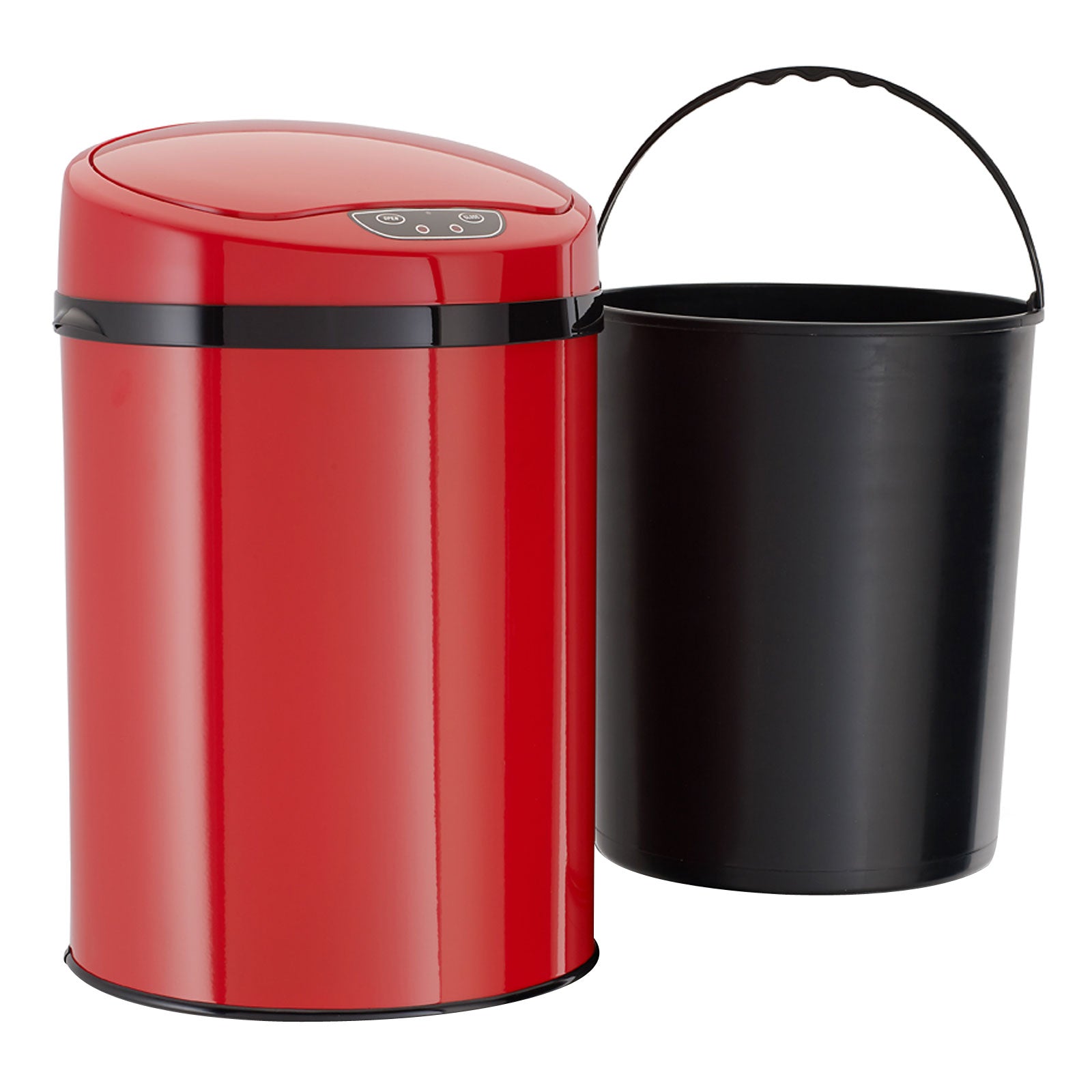 ECHTWERK Büro-/Bad-/Kosmetikabfalleimer INOX Red aus Edelstahl 9 Liter mit Sensor