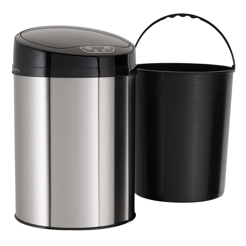 ECHTWERK Büro-/Bad-/Kosmetikabfalleimer Schwarz aus Edelstahl 9 Liter mit Sensor