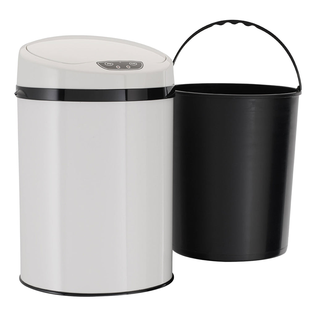 ECHTWERK Büro-/Bad-/Kosmetikabfalleimer Weiß aus Edelstahl 9 Liter mit Sensor