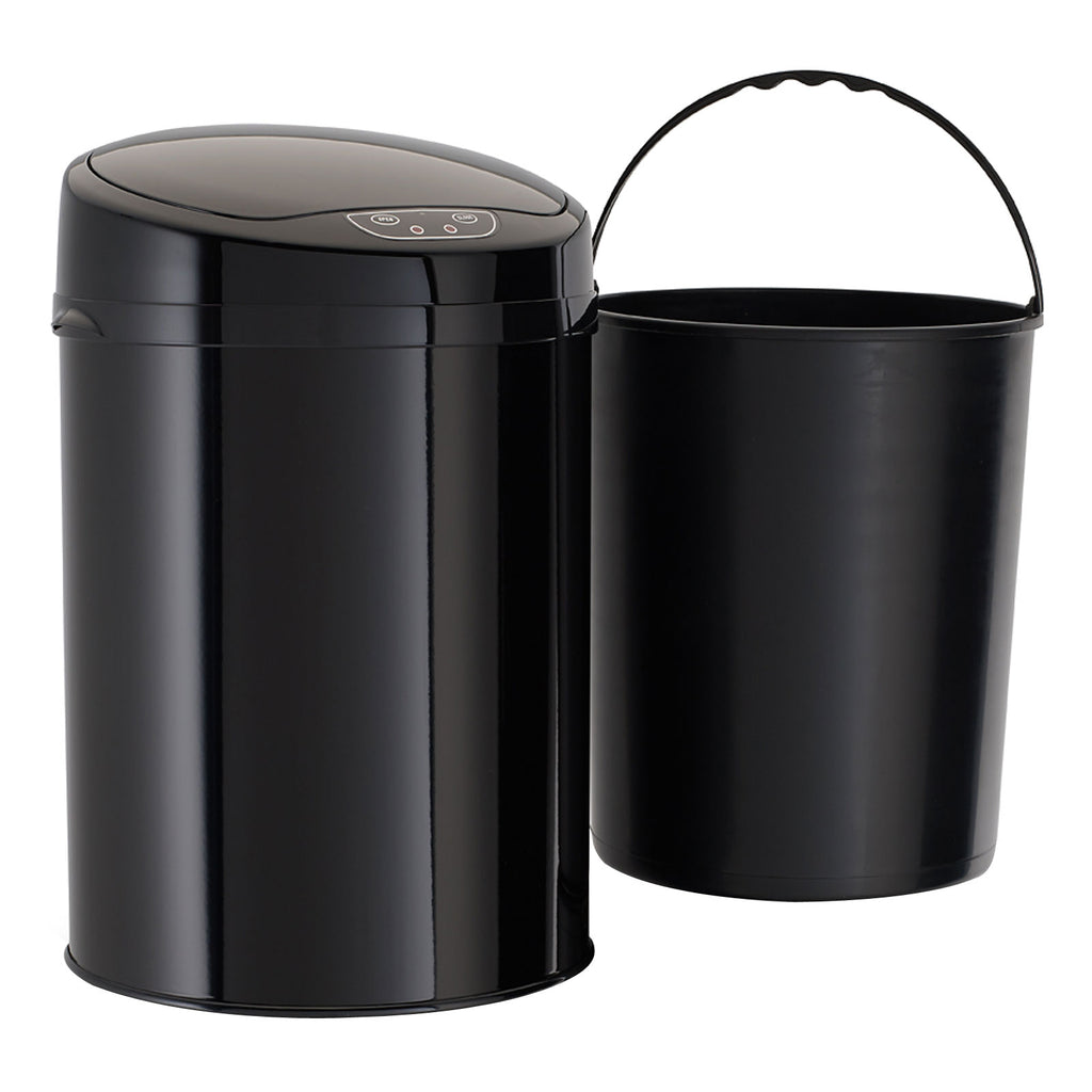 ECHTWERK Büro-/Bad-/Kosmetikabfalleimer Schwarz aus Edelstahl 9 Liter mit Sensor
