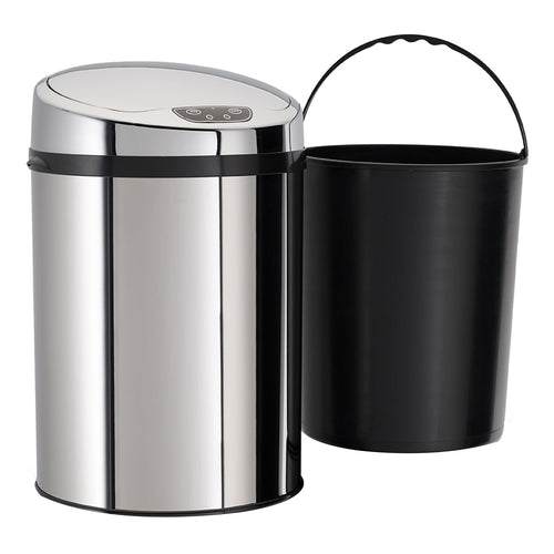 ECHTWERK Büro-/Bad-/Kosmetikabfalleimer INOX aus Edelstahl 9 Liter mit Sensor