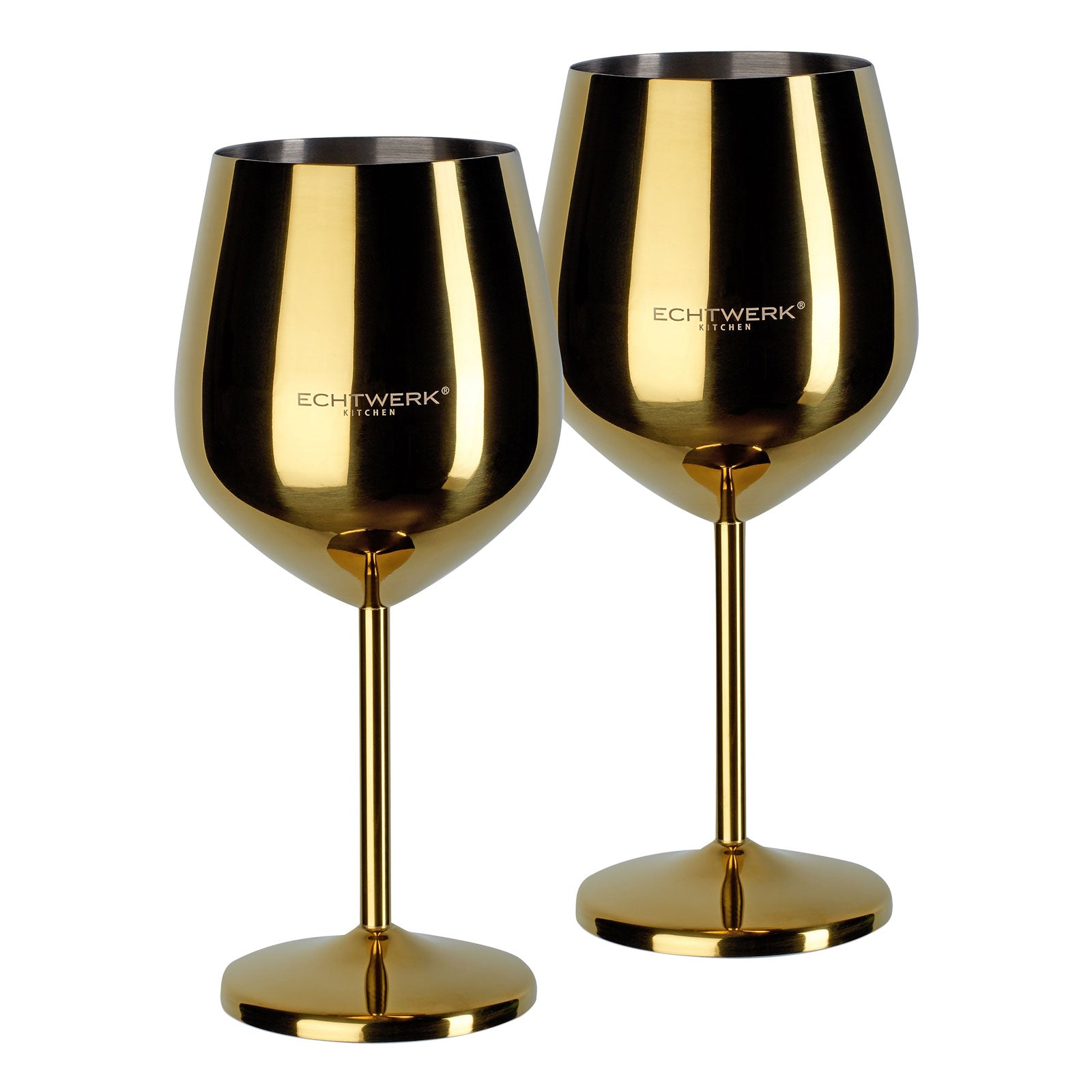 ECHTWERK bruchsichere Weingläser/Weinkelche aus Edelstahl 2-tlg. 0,5 L Gold