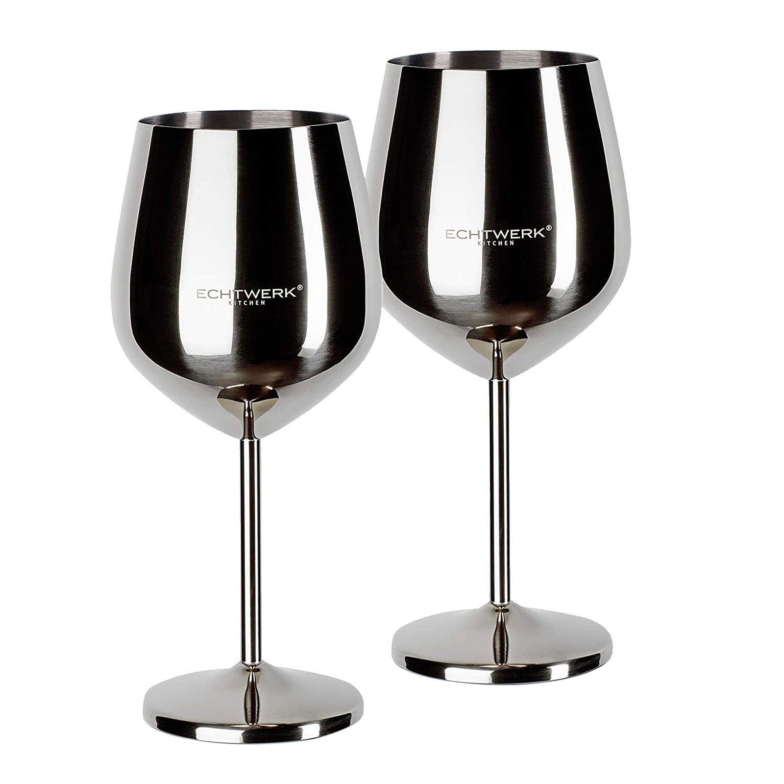 ECHTWERK bruchsichere Weingläser/Weinkelche aus Edelstahl 2-tlg. 0,5 L Silber
