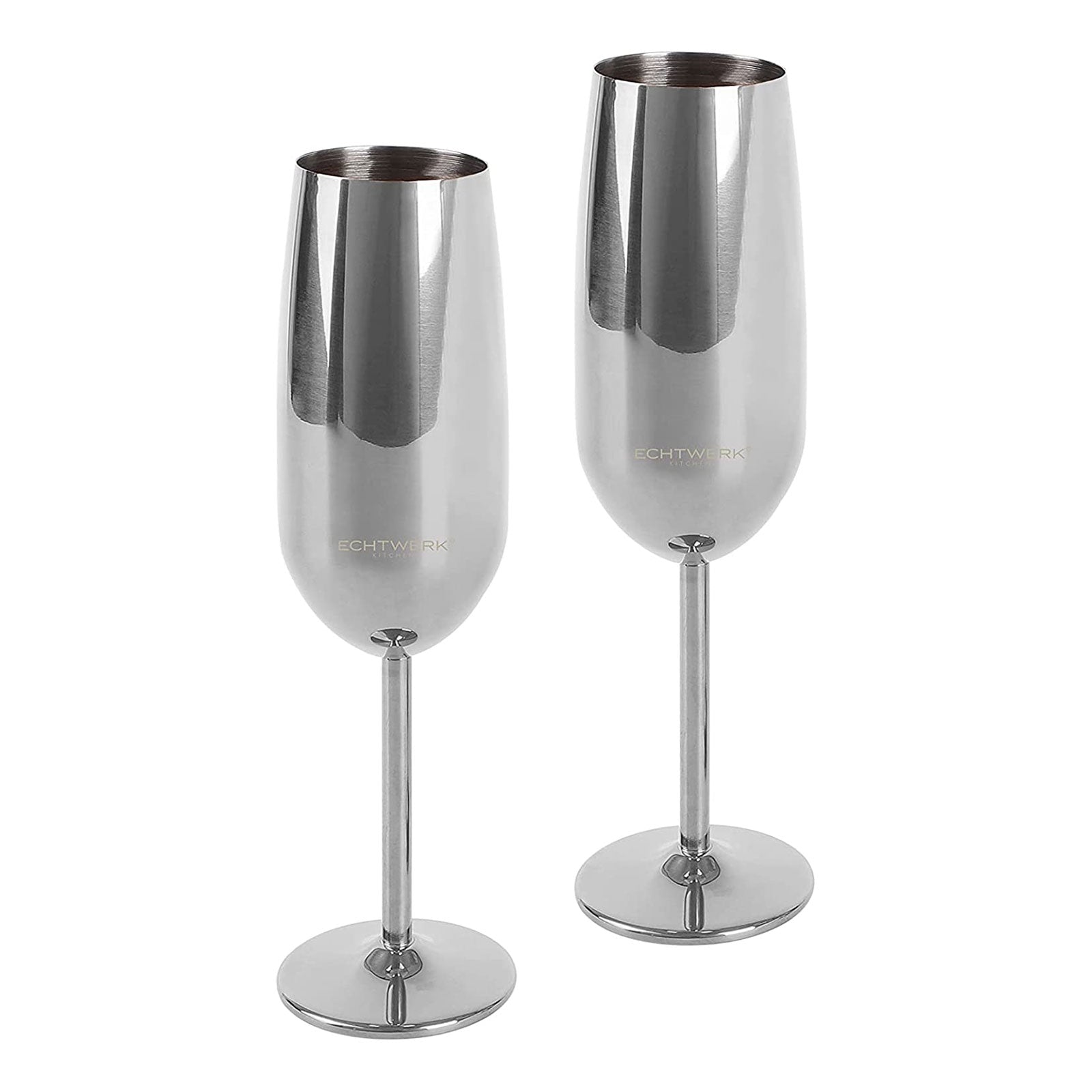ECHTWERK Sektglas Champagnerglas Silber aus Edelstahl 250 ml