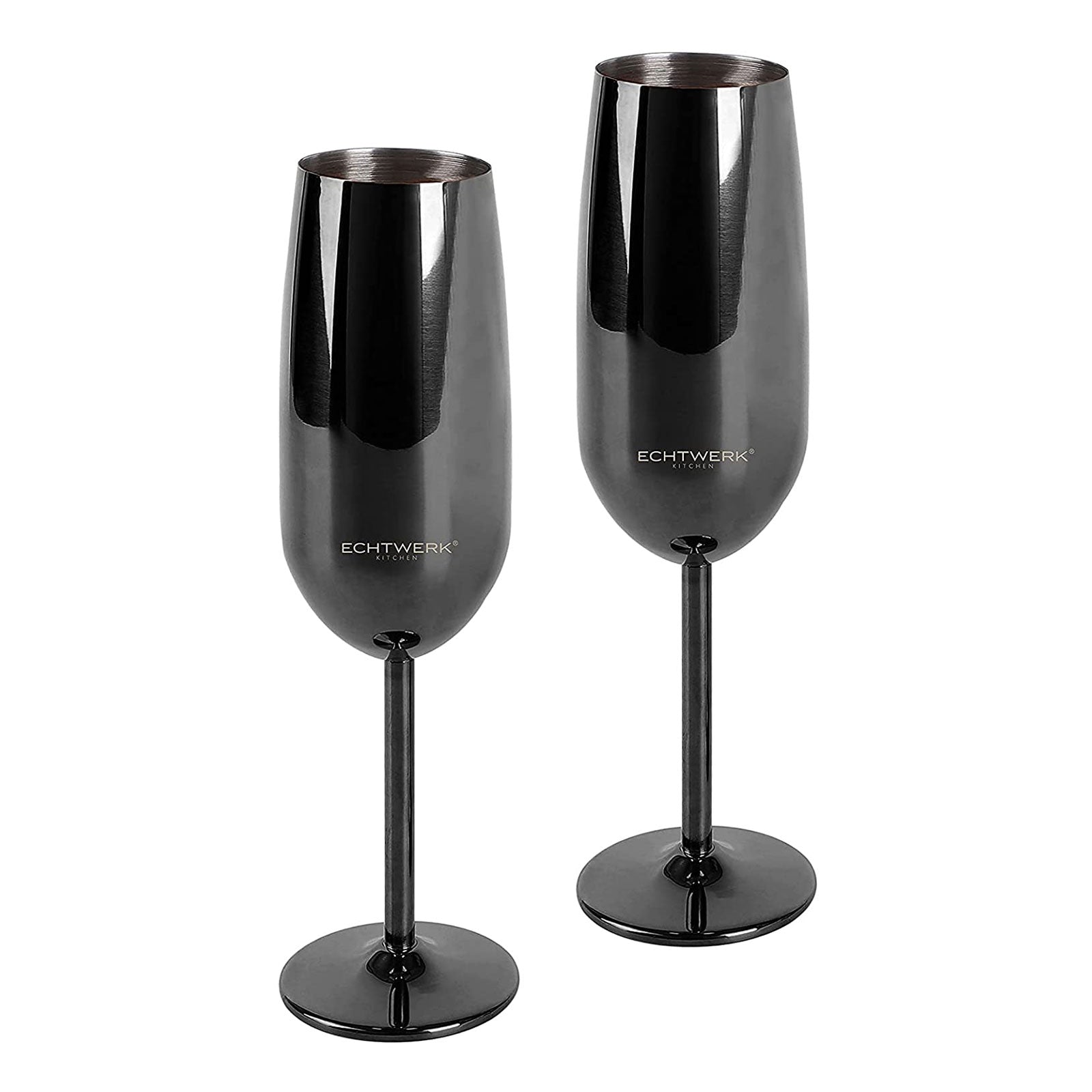 ECHTWERK Sektglas Champagnerglas Schwarz aus Edelstahl 250 ml