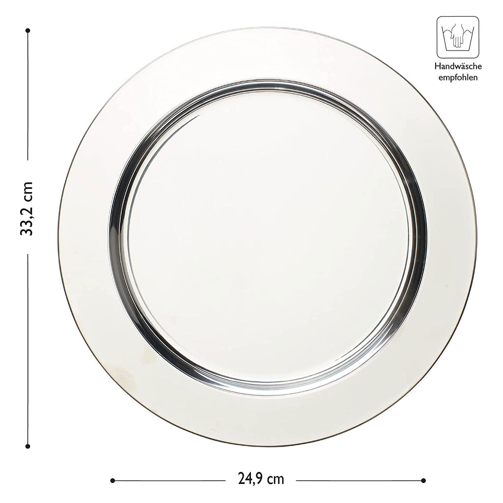 ECHTWERK Platzteller/ Servierteller Set "Shiny" Silber aus Edelstahl