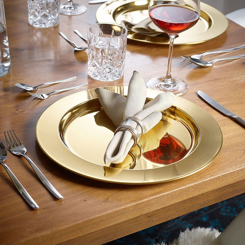 ECHTWERK Platzteller/ Servierteller Set "Shiny" Gold aus Edelstahl