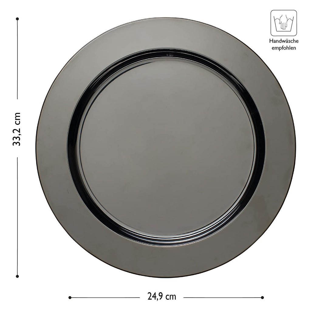 ECHTWERK Platzteller/ Servierteller Set "Shiny" Schwarz aus Edelstahl
