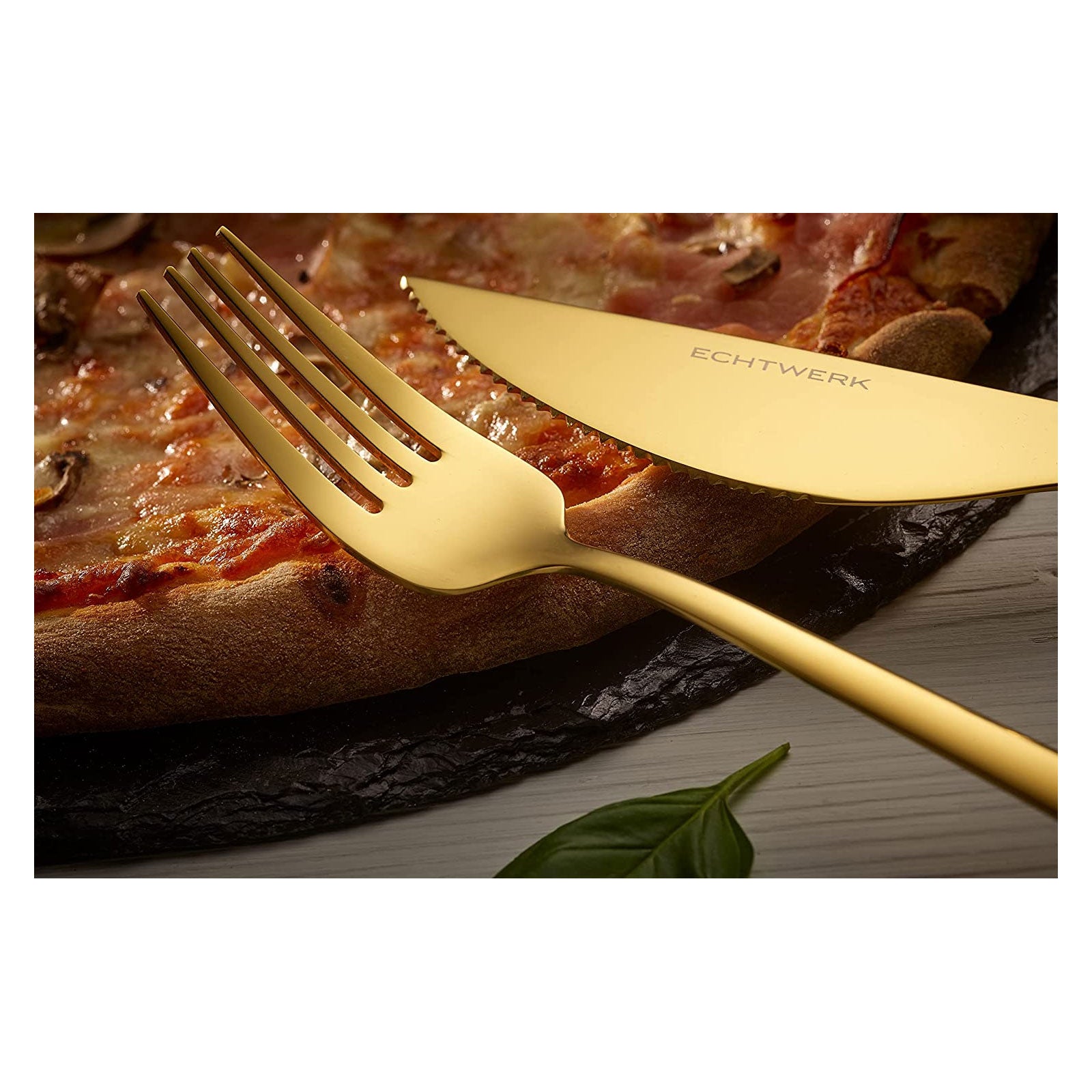 ECHTWERK Pizzabesteck-Set Gold aus Edelstahl