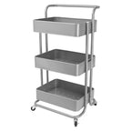 ECHTWERK mobiler Servierwagen für Küche/ Bad/ Büro mit 3 Ebenen Silber