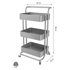 ECHTWERK mobiler Servierwagen für Küche/ Bad/ Büro mit 3 Ebenen Silber