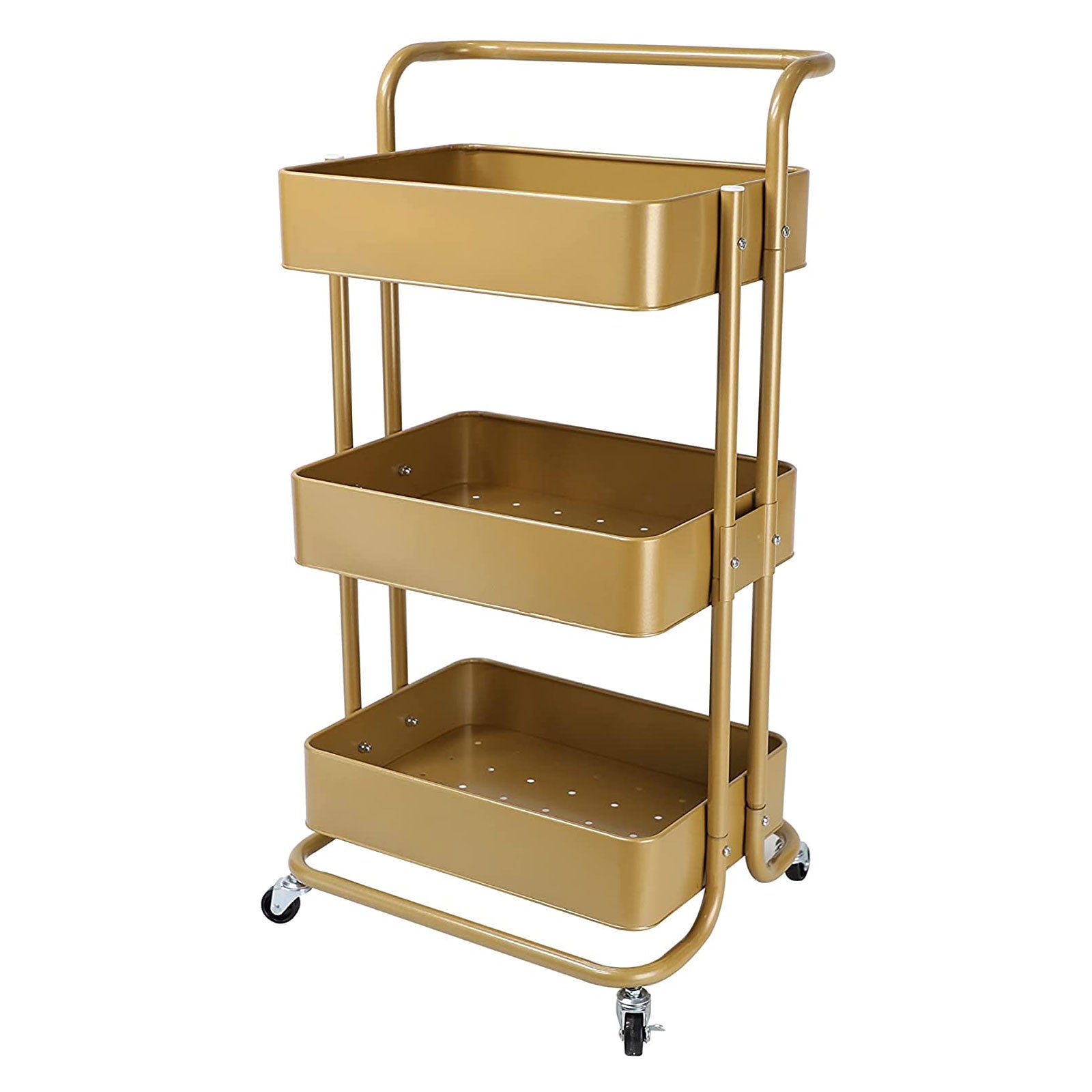 ECHTWERK mobiler Servierwagen für Küche/ Bad/ Büro mit 3 Ebenen Gold