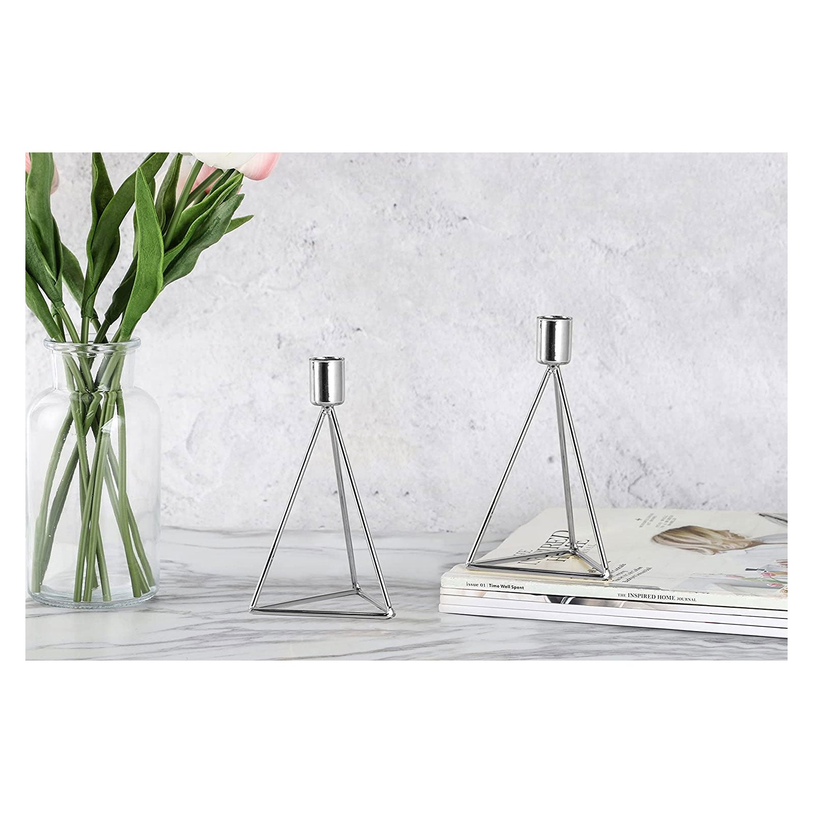ECHTWERK 2-tlg. Teelicht-/ Kerzenhalter Set "Modern Small" Silber