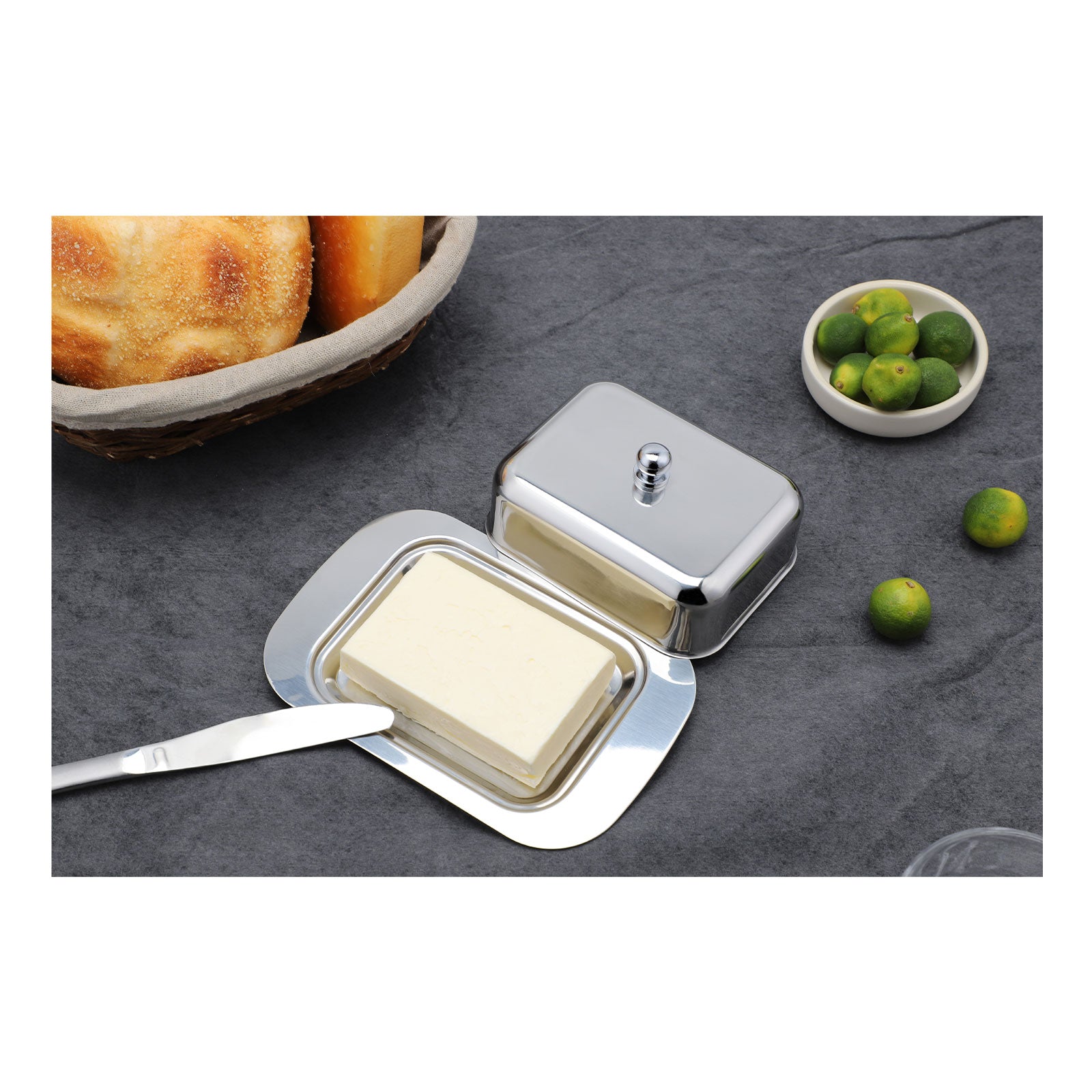 ECHTWERK Butterdose aus Edelstahl Silber