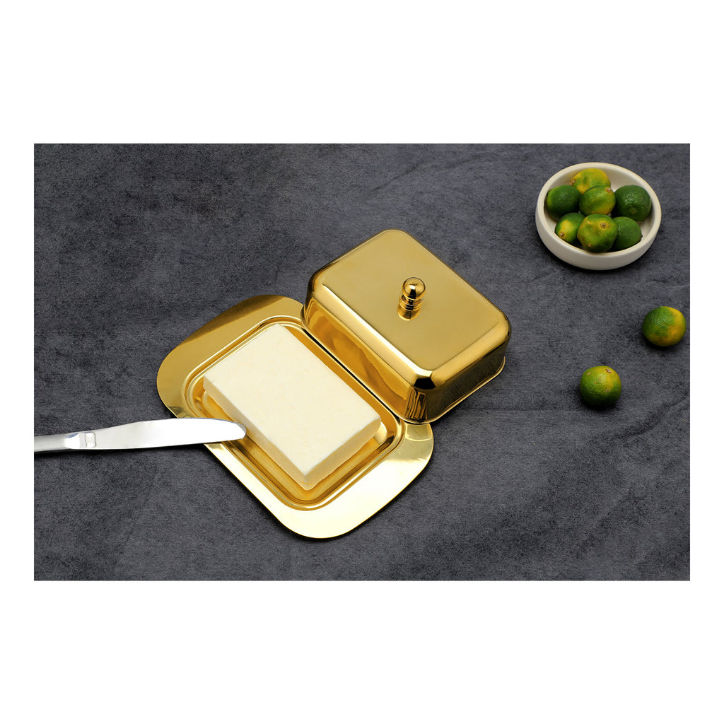 ECHTWERK Butterdose aus Edelstahl Gold