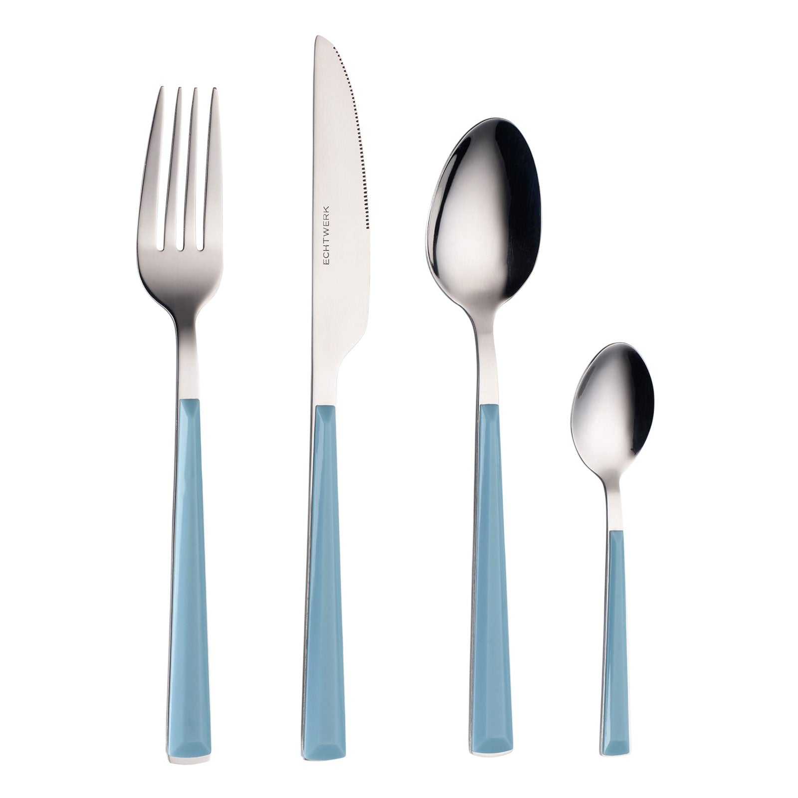 ECHTWERK Besteck Set "Basic" mit Kunststoffgriffen Hellblau aus Edelstahl