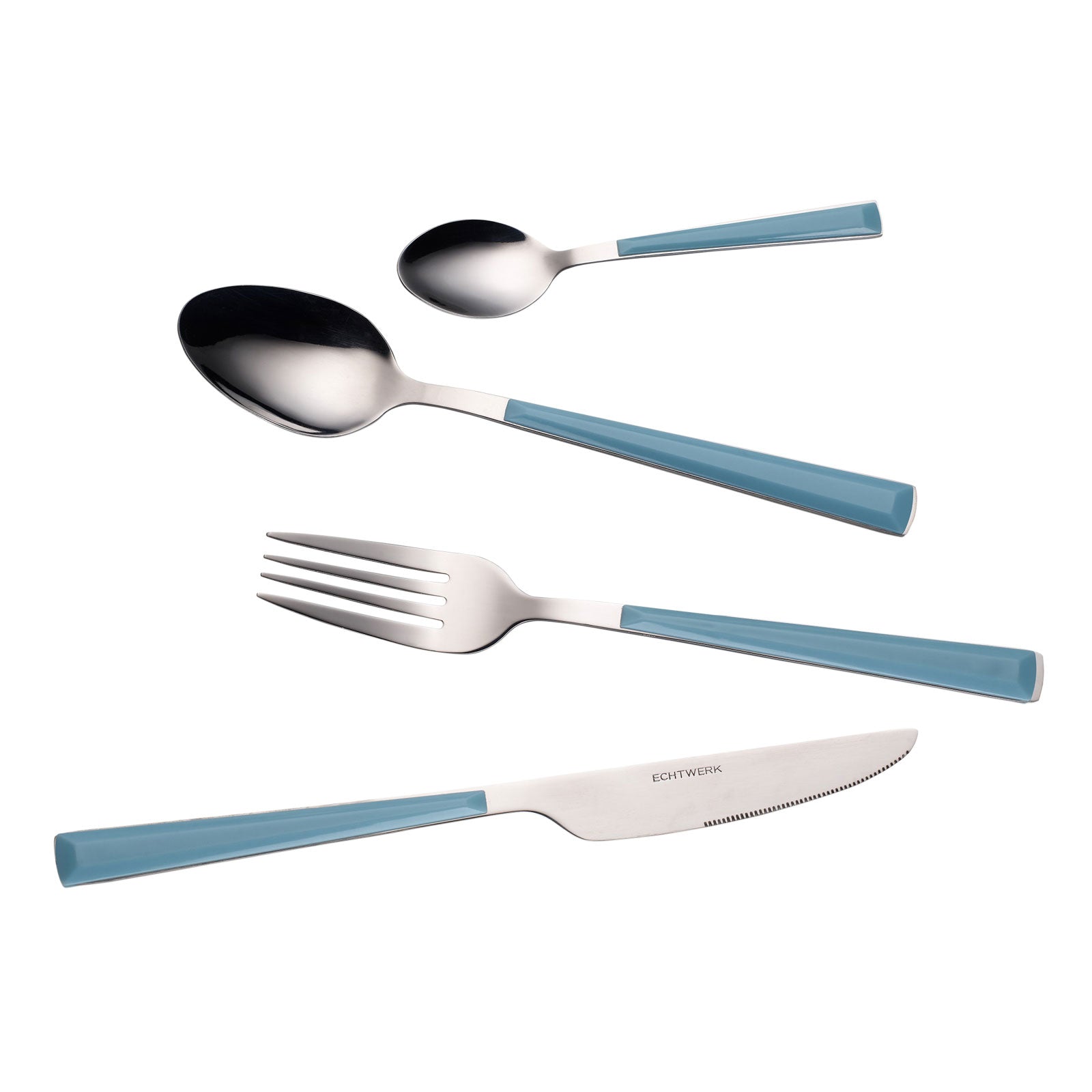 ECHTWERK Besteck Set "Basic" mit Kunststoffgriffen Hellblau aus Edelstahl
