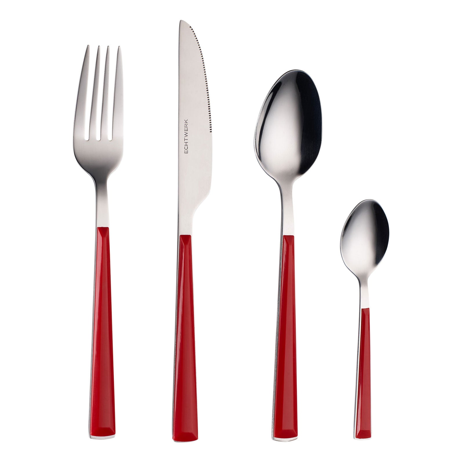ECHTWERK Besteck Set "Basic" mit Kunststoffgriffen Rot aus Edelstahl