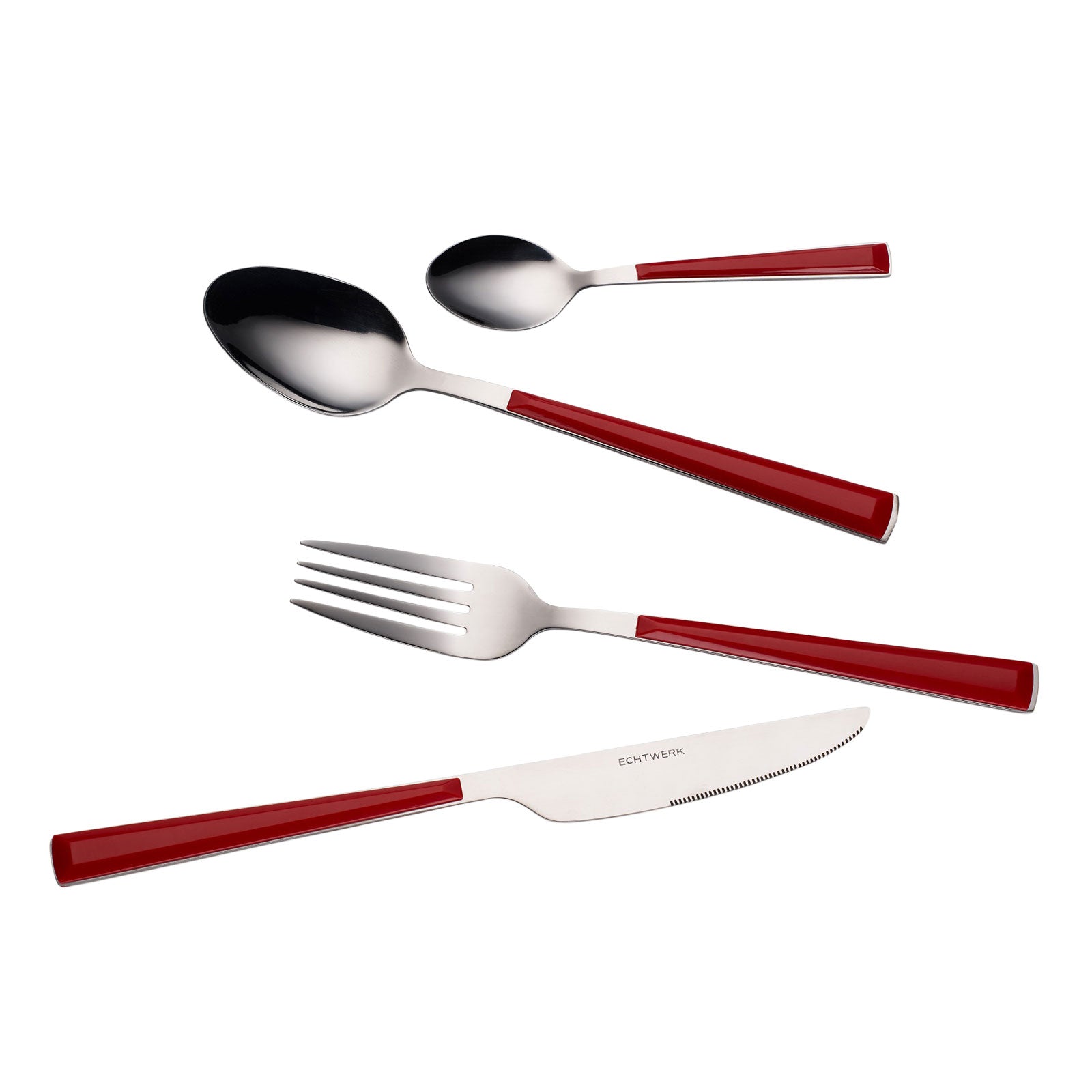 ECHTWERK Besteck Set "Basic" mit Kunststoffgriffen Rot aus Edelstahl