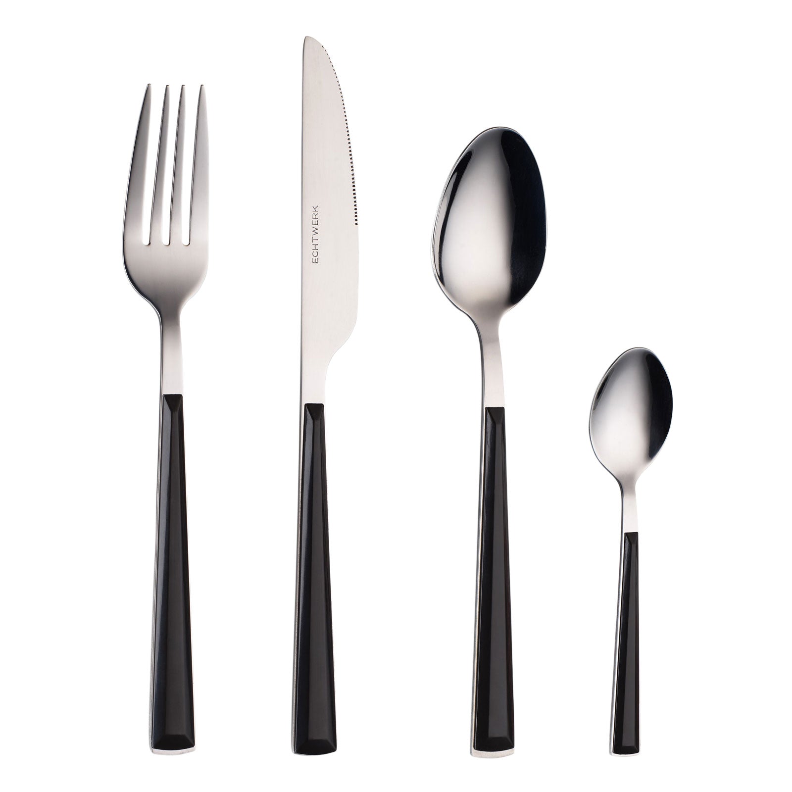 ECHTWERK Besteck Set "Basic" mit Kunststoffgriffen Schwarz aus Edelstahl