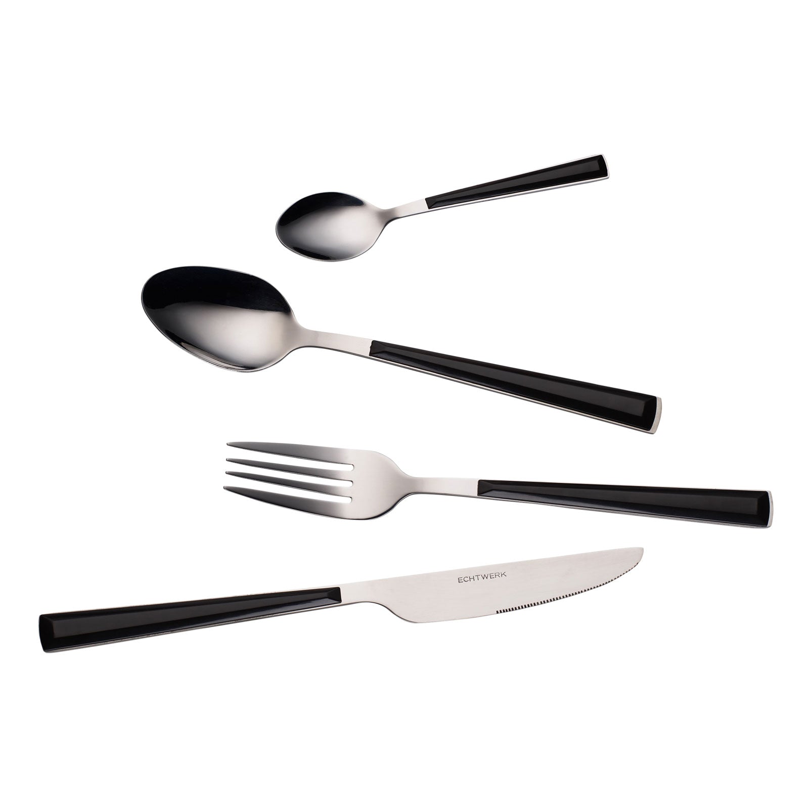 ECHTWERK Besteck Set "Basic" mit Kunststoffgriffen Schwarz aus Edelstahl