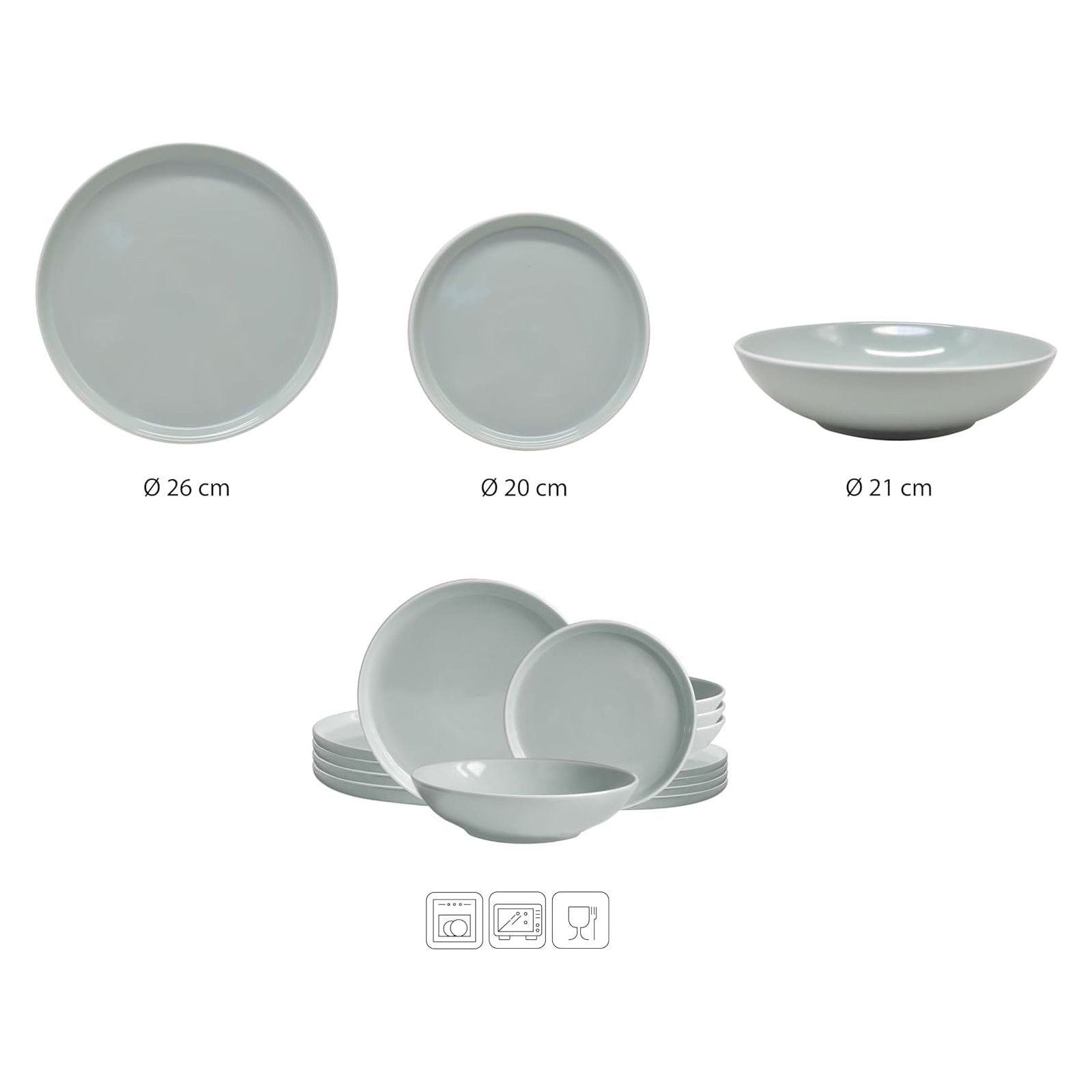 ECHTWERK 18-tlg. Vintage Tafelservice "Nerea" Nature-Design Grau