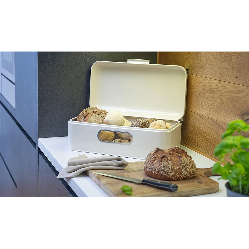 ECHTWERK Retro Brotkasten "Big" Creme aus Metall mit Sichtfenstern