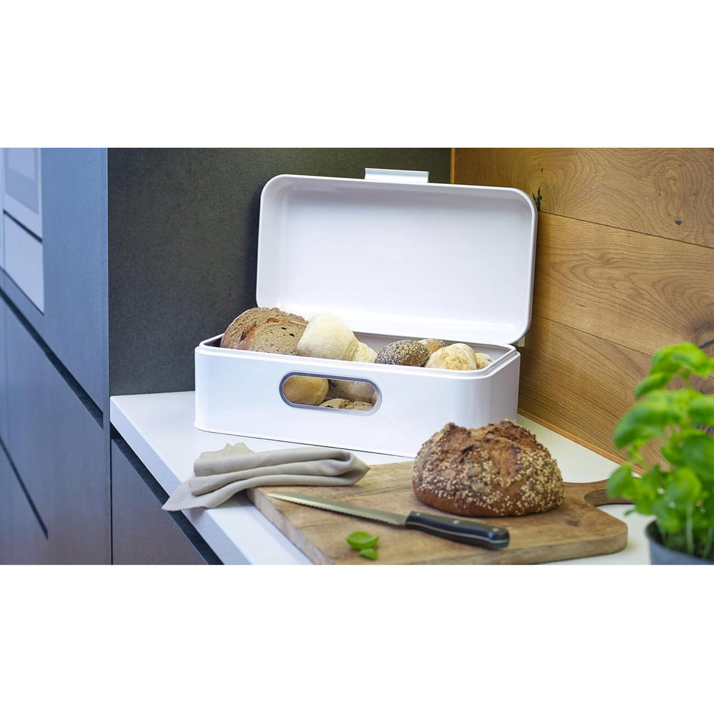 ECHTWERK Retro Brotkasten "Big" Weiß aus Metall mit Sichtfenstern