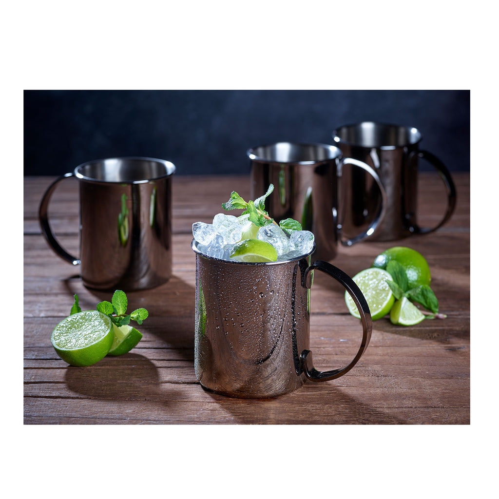 ECHTWERK Moscow Mule Becherset Schwarz aus Edelstahl 1000 ml