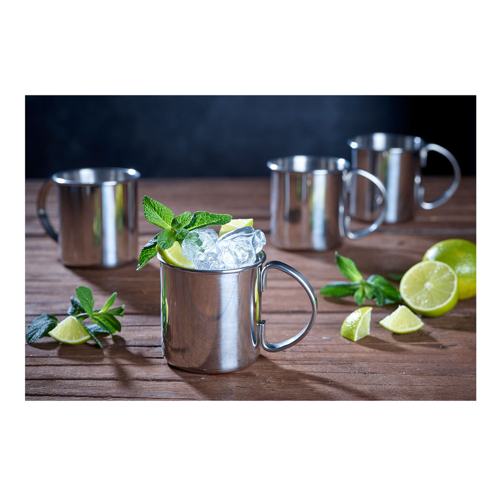 ECHTWERK Moscow Mule Becherset Silber aus Edelstahl 480 ml