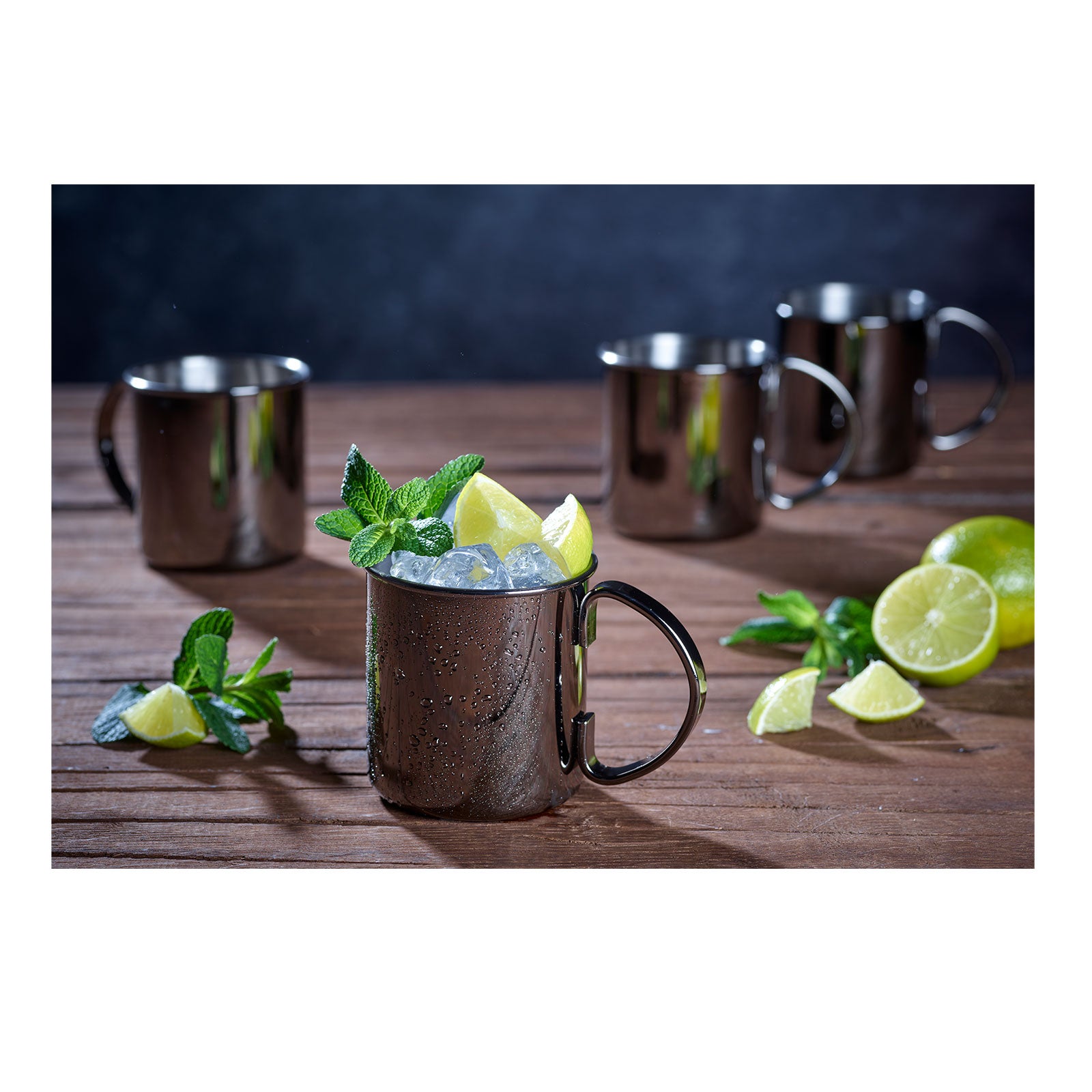 ECHTWERK Moscow Mule Becherset Schwarz aus Edelstahl 480 ml