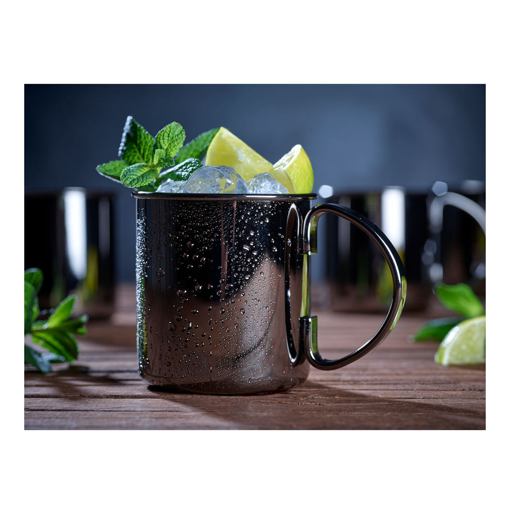 ECHTWERK Moscow Mule Becherset Schwarz aus Edelstahl 480 ml