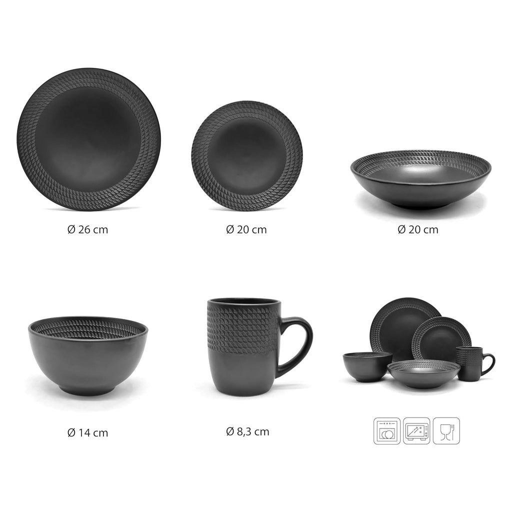 ECHTWERK 20-tlg. Vintage Kombiservice "BlackStyle" Modern-Design