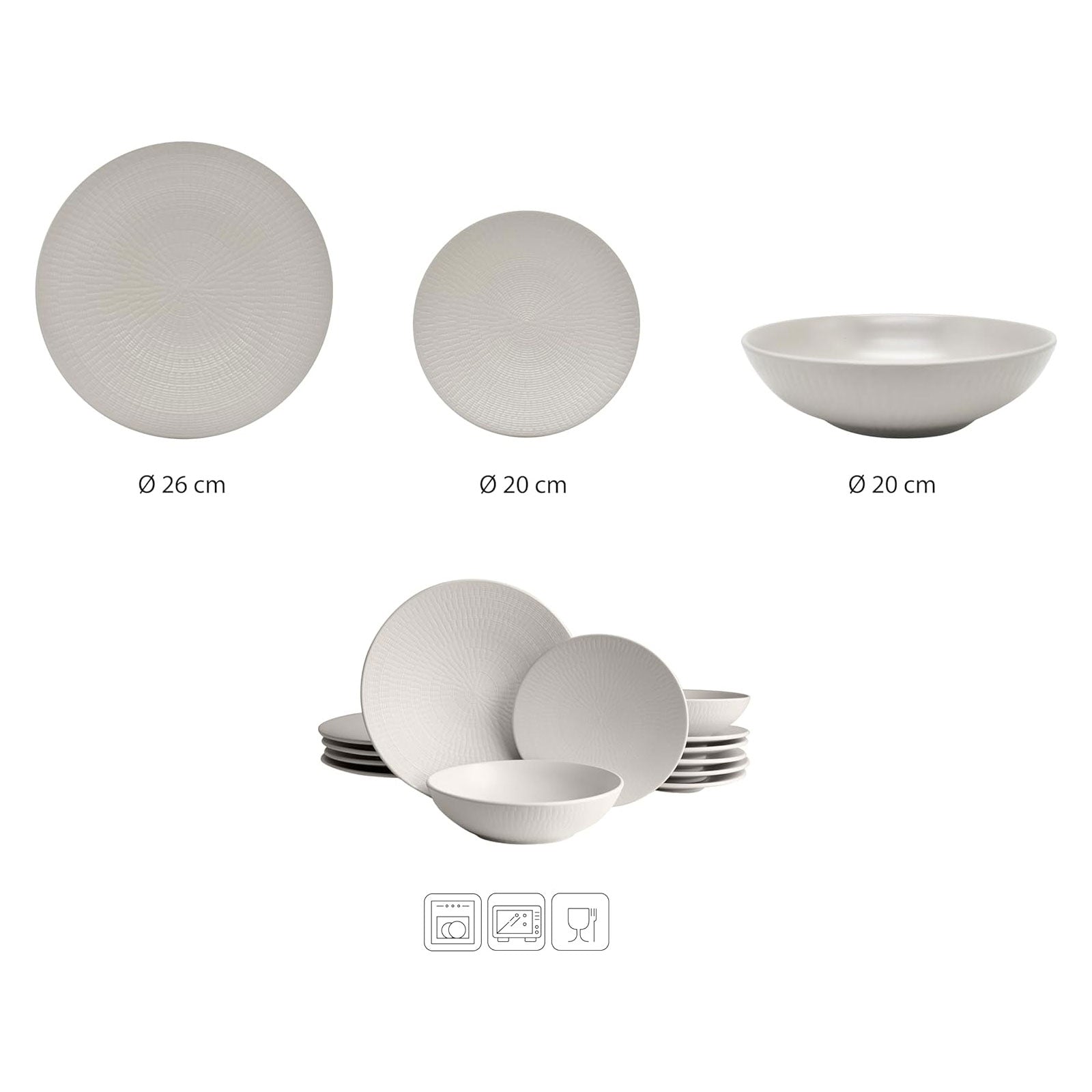 ECHTWERK 12-tlg. Vintage Tafelservice Creme
