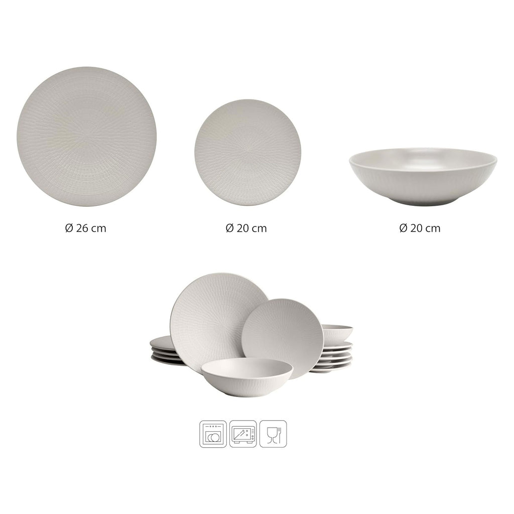 ECHTWERK 18-tlg. Vintage Tafelservice Creme