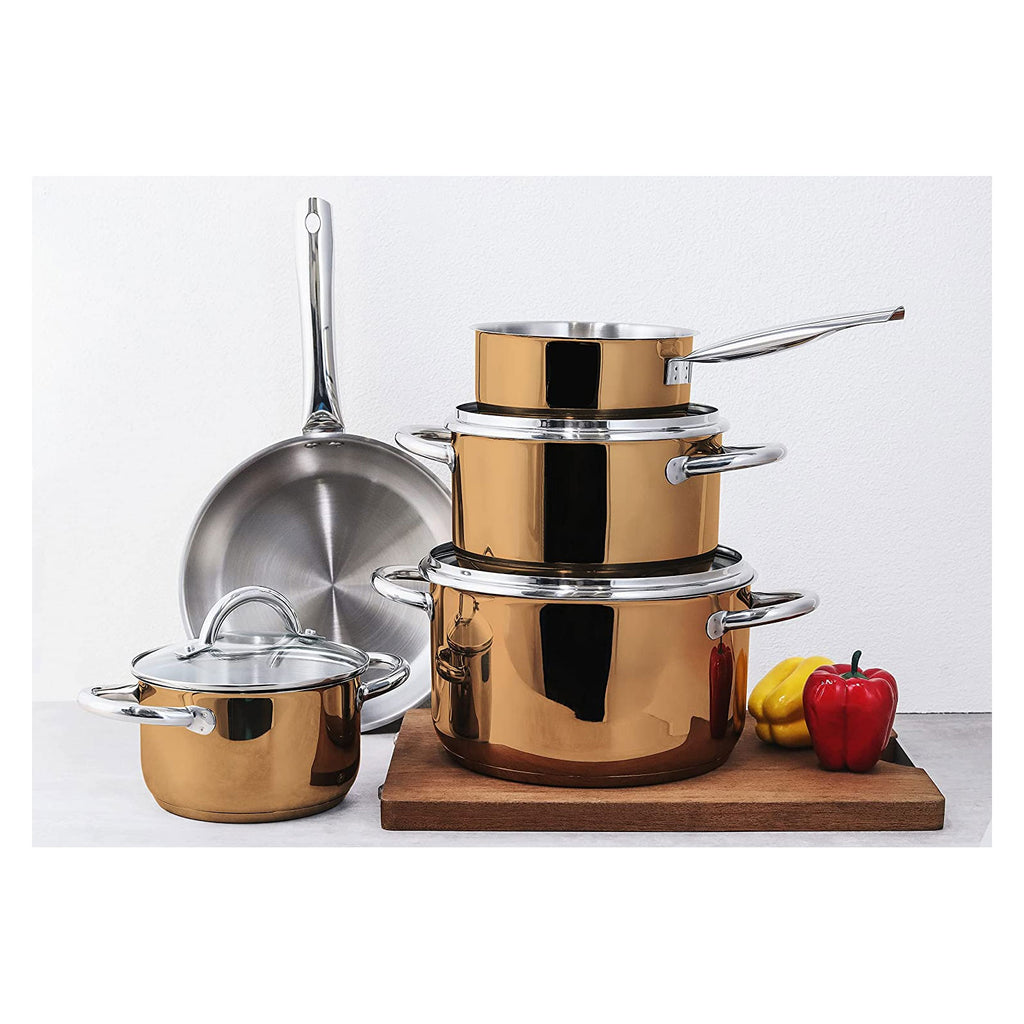 ECHTWERK Induktion Kochtopf-Set aus hochwertigem Edelstahl,8-tlg. Kochgeschirr,Töpfe Glasdeckel,3 x Kochtopf,Stielkasserole