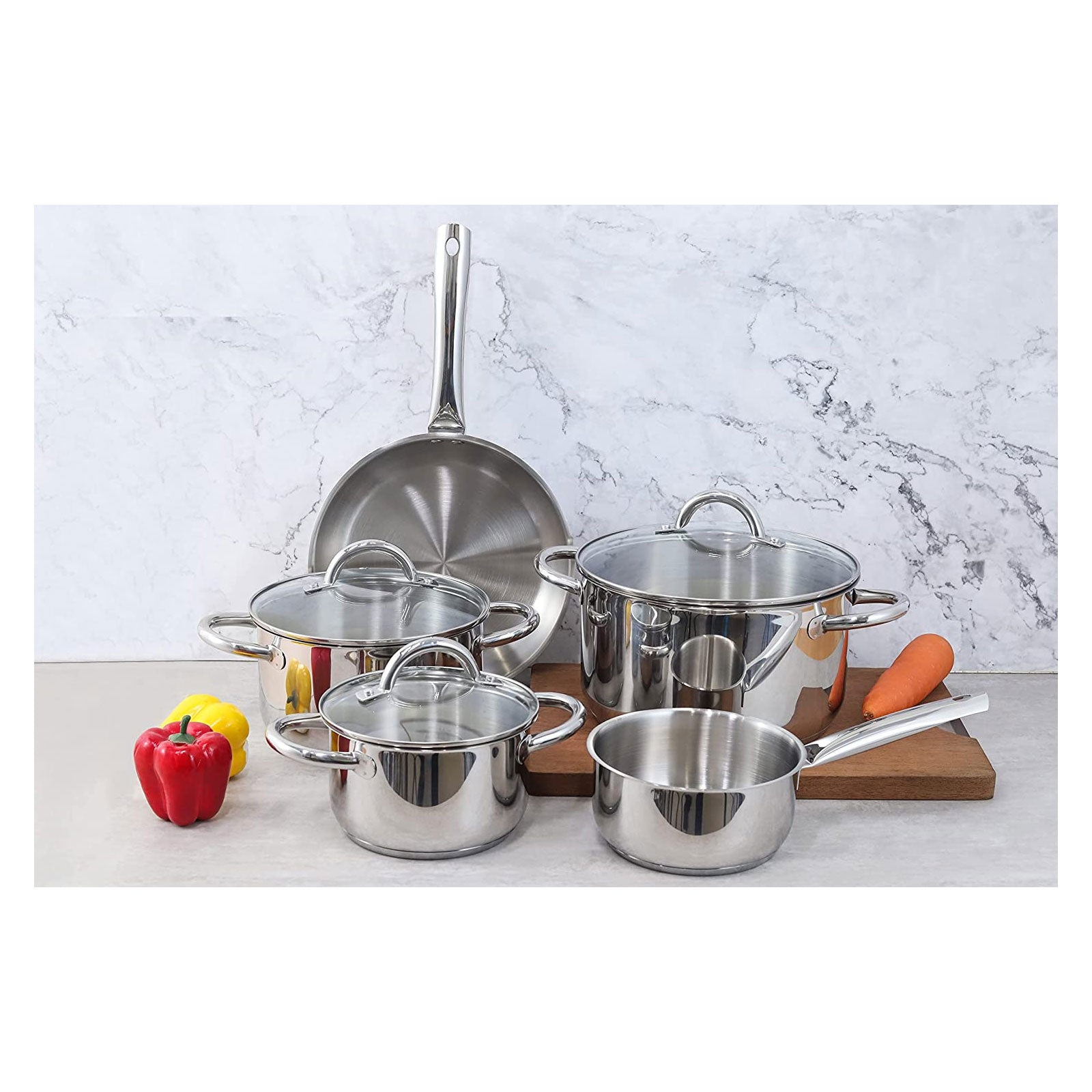 ECHTWERK Induktion Kochtopf-Set aus hochwertigem Edelstahl Silber