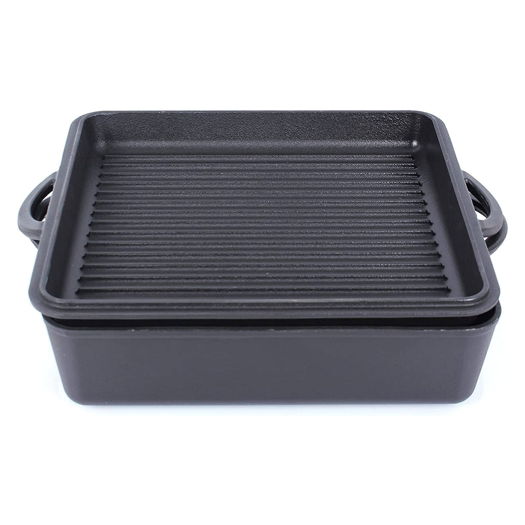 ECHTWERK Universalbräter aus Gusseisen 2-in-1 Set 6,5 L