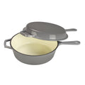 ECHTWERK Schmortopf und Grillpfanne 2-in-1 Set Grau aus Gusseisen 2,5 L