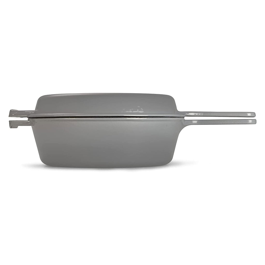 ECHTWERK Schmortopf und Grillpfanne 2-in-1 Set Grau aus Gusseisen 2,5 L