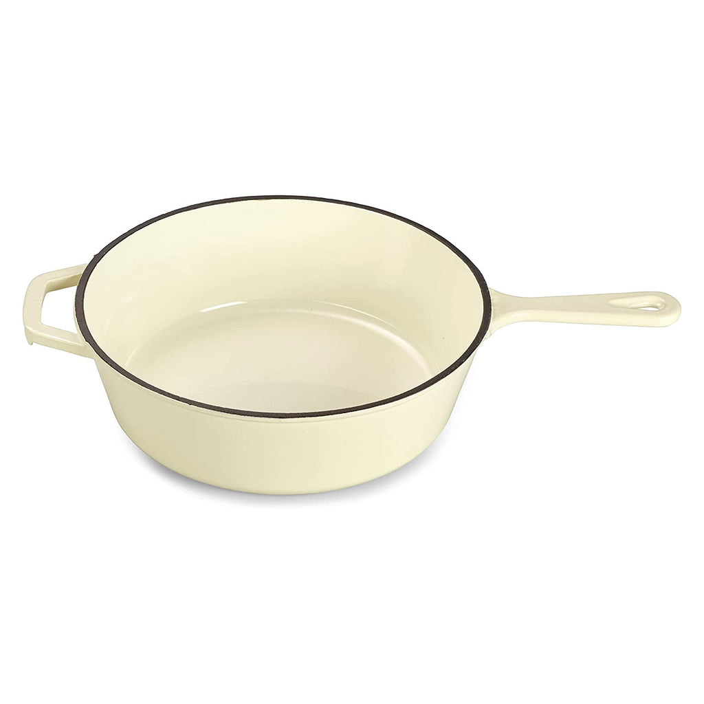 ECHTWERK Schmortopf und Grillpfanne 2-in-1 Set Creme aus Gusseisen 2,5 L