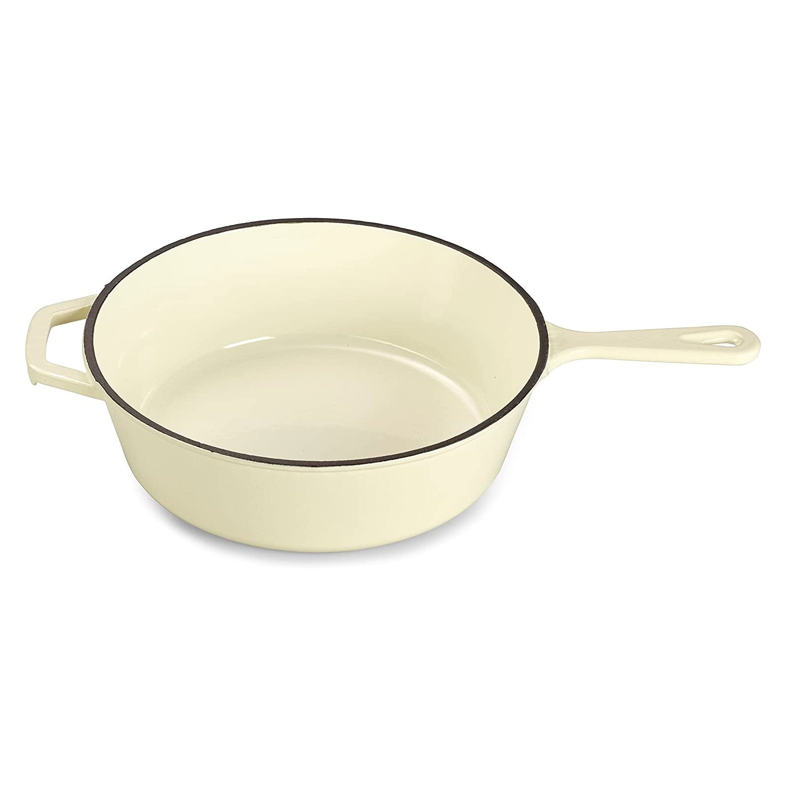 ECHTWERK Schmortopf und Grillpfanne 2-in-1 Set Creme aus Gusseisen 2,5 L