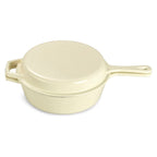 ECHTWERK Schmortopf und Grillpfanne 2-in-1 Set Creme aus Gusseisen 2,5 L