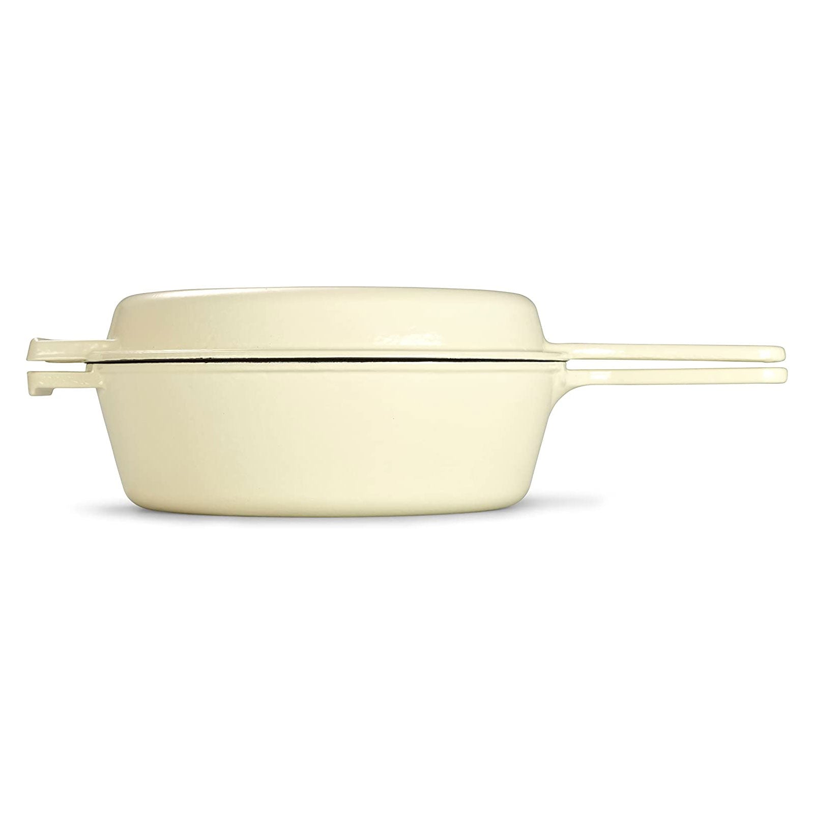 ECHTWERK Schmortopf und Grillpfanne 2-in-1 Set Creme aus Gusseisen 2,5 L