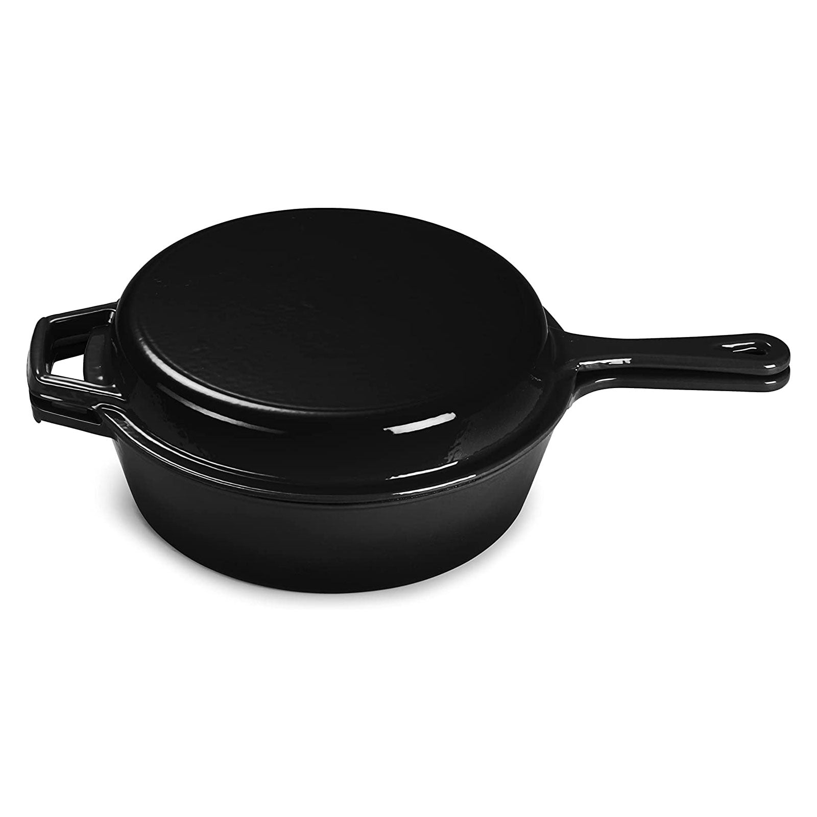 ECHTWERK Schmortopf und Grillpfanne 2-in-1 Set Schwarz aus Gusseisen 2,5 L