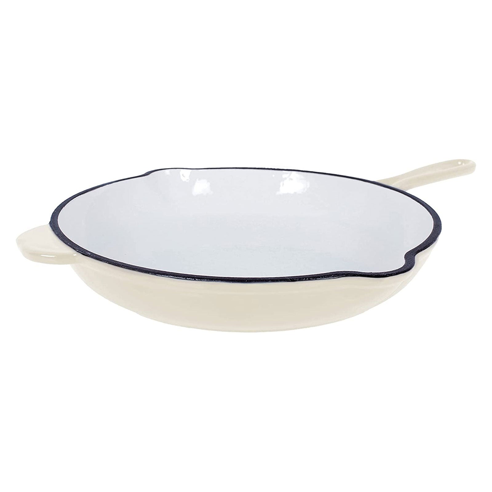 ECHTWERK Bratpfanne aus Gusseisen mit Emaille-Beschichtung Creme