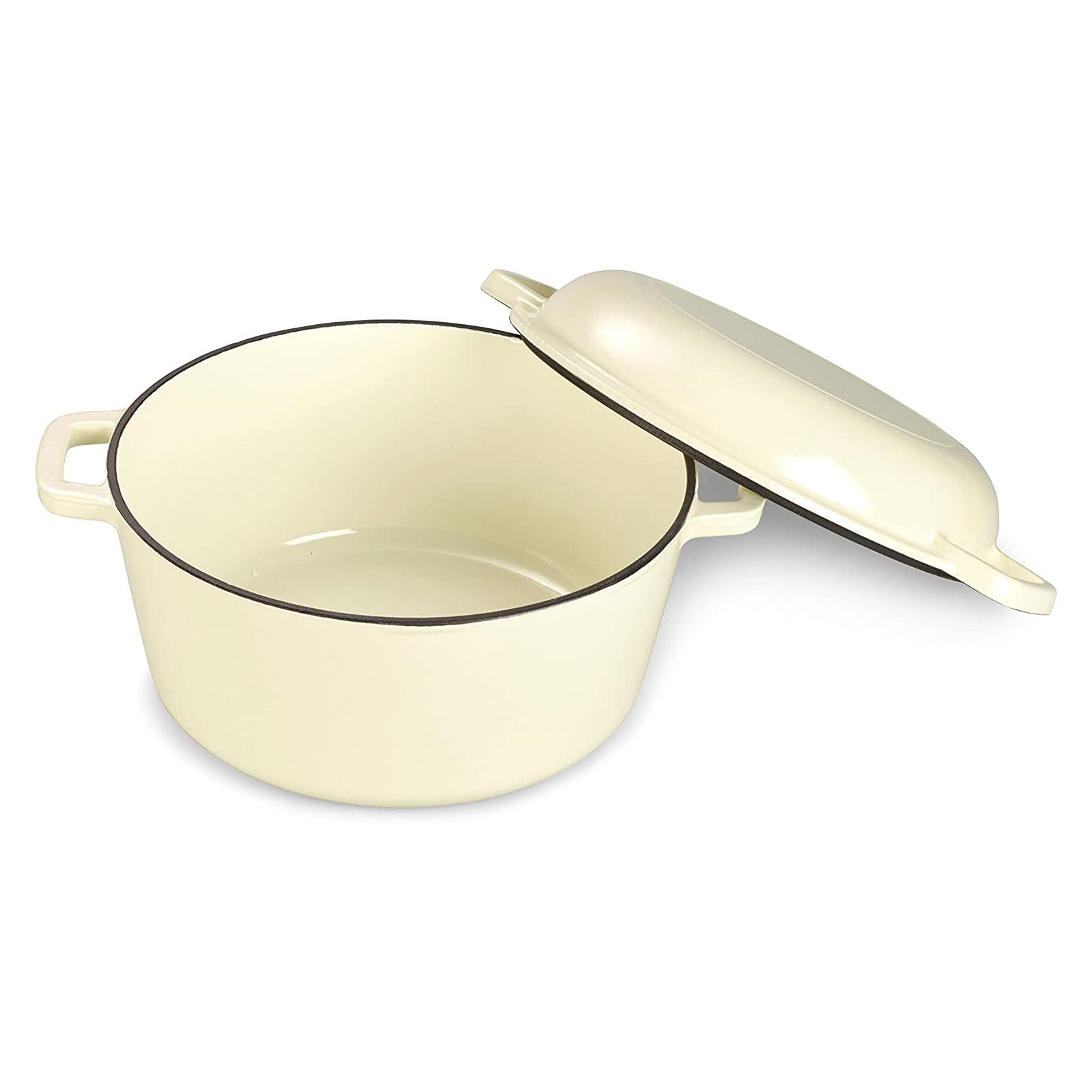 ECHTWERK Schmortopf und Servierpfanne 2-in-1 Set Creme aus Gusseisen 3,5 L
