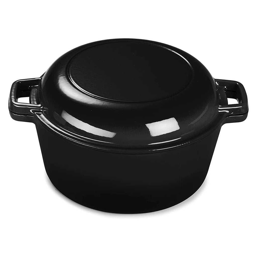 ECHTWERK Schmortopf und Servierpfanne 2-in-1 Set Schwarz aus Gusseisen 3,5 L